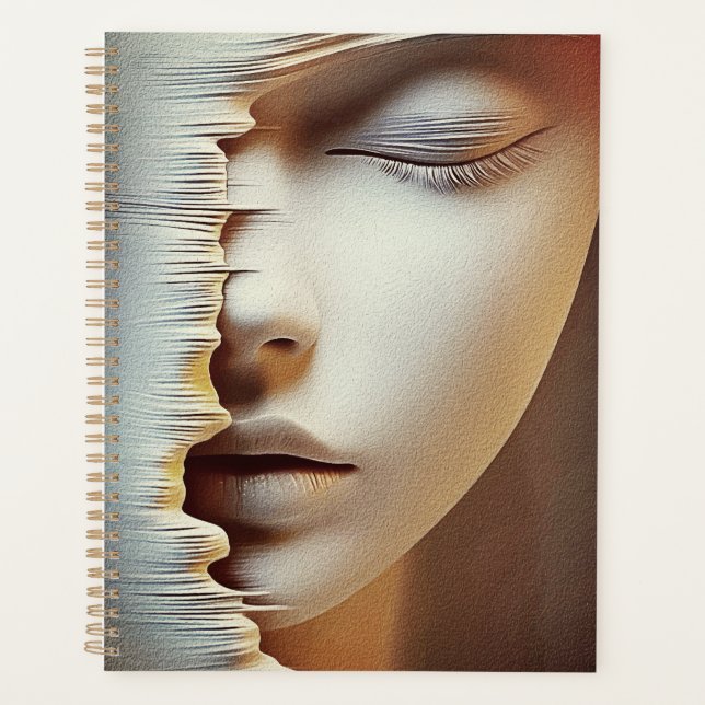 Abstract Feminine Face Wall Art – Modern Textured Planner (Front)
