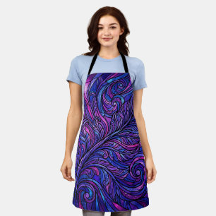 Abstract Fern Leaf Cosmic Purple Apron