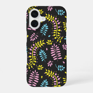Abstract Fern Leaves-Bold Colours iPhone 16 Case