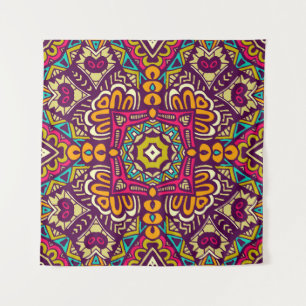 Abstract festive colorful grunge ethnic tribal pat tapestry