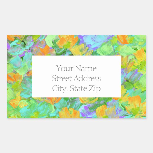 Abstract Field ofYellow Orange Poppies labels (Front)