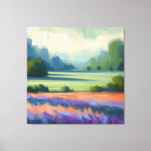 Abstract Field with Green Sky, Minimalist Art Canvas Print