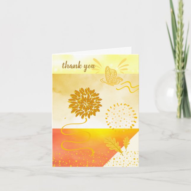 Abstract Fields of Gold Thank You Card (Front)