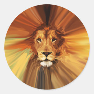 Abstract Fierce Lion Classic Round Sticker