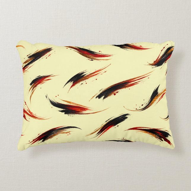 Abstract Fiery Brush Strokes Pattern Decorative Cushion (Front)