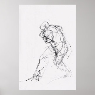 Abstract Figure in Motion Sketch - Poster