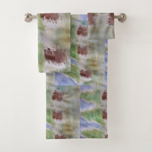 Abstract Fir Trees Towel Set