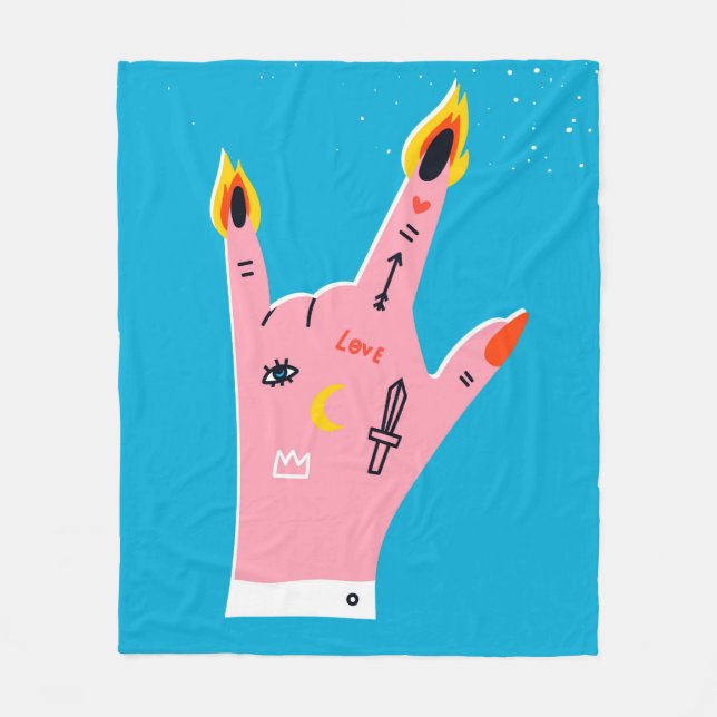 Abstract fire fingers fleece blanket (Front)