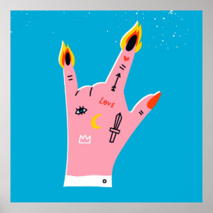 Abstract fire fingers poster