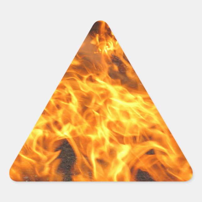 Abstract Fire Photo with Yellow Orange Flames Triangle Sticker (Front)