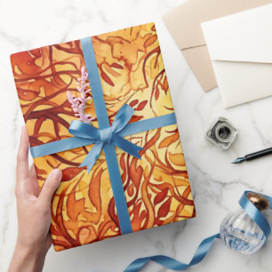 Abstract Fire Red Forest Watercolor Wrapping Paper