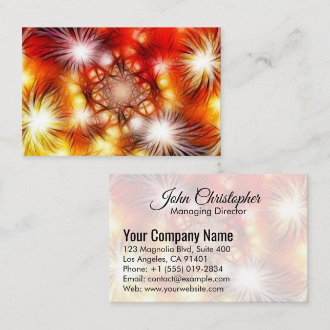 Abstract Fireworks Stars Background Business Card (Front/Back)