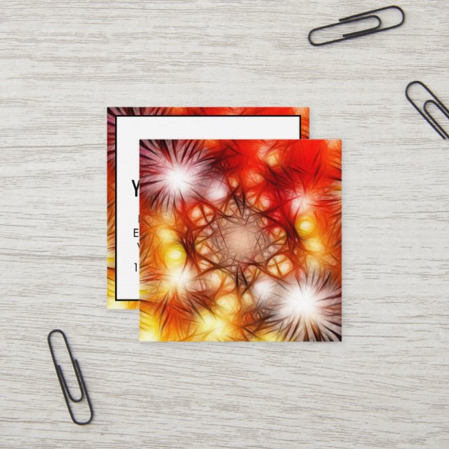 Abstract Fireworks Stars Background Square Business Card (Front/Back In Situ)