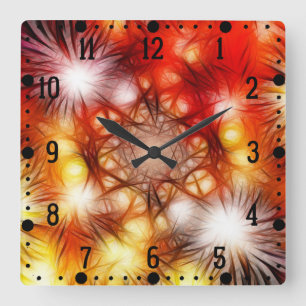Abstract Fireworks Stars Background Square Wall Clock