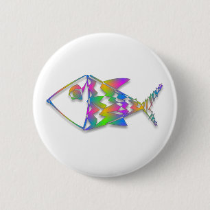 Abstract Fish 6 Cm Round Badge