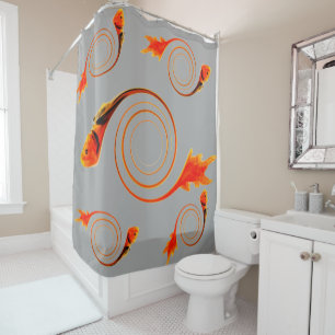 Abstract Fish Aquatic Pattern Custom Colour Shower Curtain
