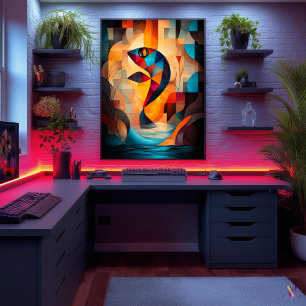 Abstract Fish Art - Geometric Nature Design in Vib Poster