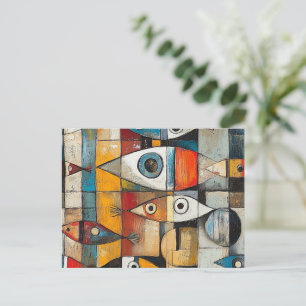 Abstract Fish Art Postcard