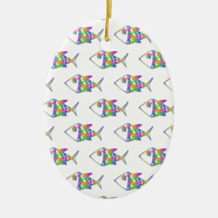 Abstract Fish Pattern Ceramic Tree Decoration