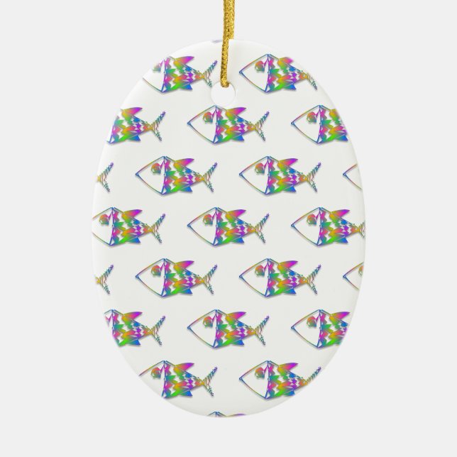 Abstract Fish Pattern Ceramic Tree Decoration (Front)