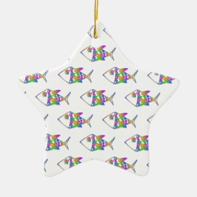 Abstract Fish Pattern Ceramic Tree Decoration (Front)