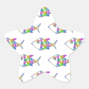 Abstract Fish Pattern Star Sticker