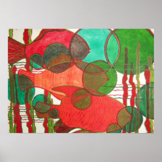 Abstract fish poster