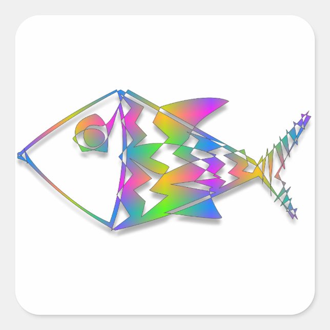 Abstract Fish Square Sticker (Front)