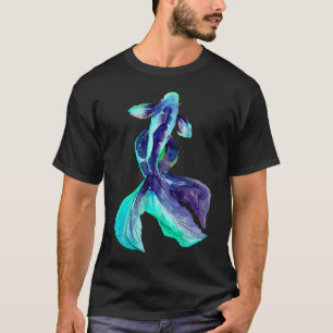 Abstract fish watercolor and ink painting turquoi T-Shirt