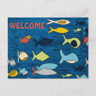 Abstract Fish,WELCOME, add text Postcard