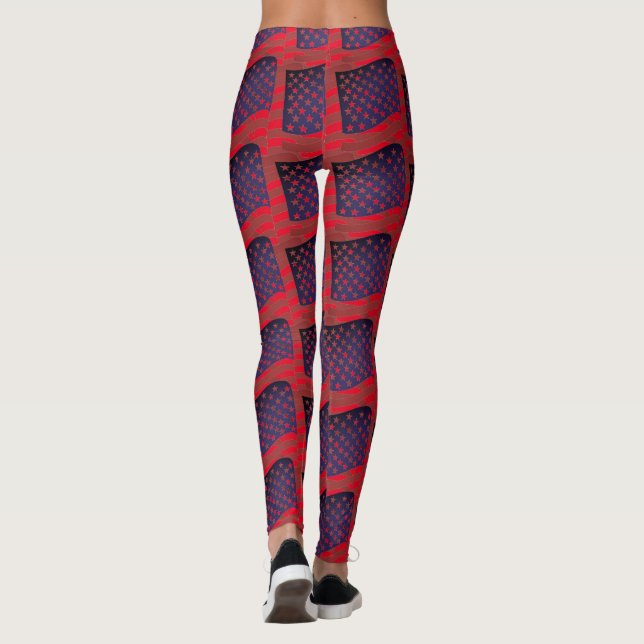 Abstract Flag Patriotic Fun Lady Leggings (Back)