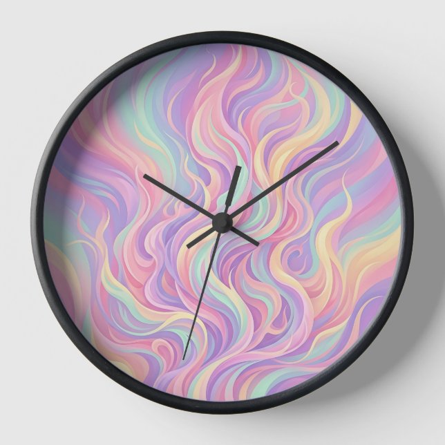 Abstract Flame Fire Dance Pastel Soft Art Clocks (Front)