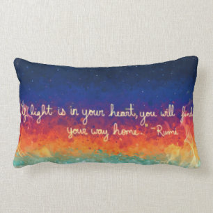 Abstract Flame Rumi Quote Lumbar Cushion