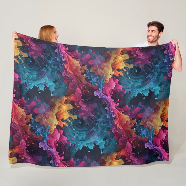 Abstract floating splashes - seamless pattern 1 fleece blanket (In Situ)