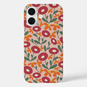 Abstract Flora Pink iPhone 16 Case