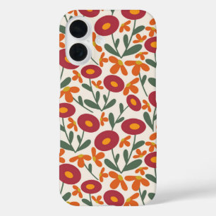 Abstract Flora White iPhone 16 Case