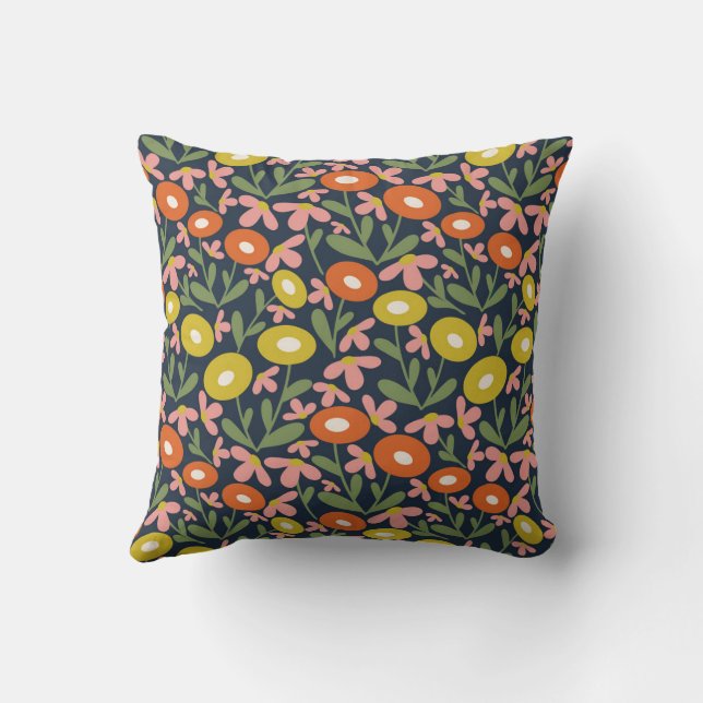 Abstract Flora Yellow Cushion (Back)