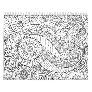 abstract floral adult colouring Calendar
