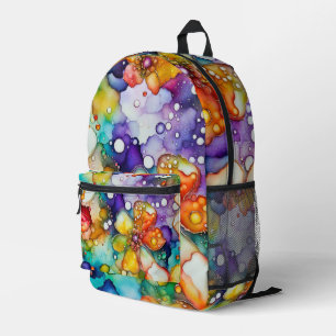 Abstract Floral Alcohol Ink Printed Backpack
