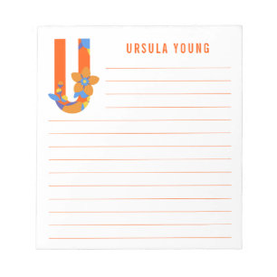 Abstract Floral Alphabet Lined Notepad