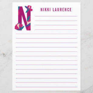 Abstract Floral Alphabet Lined Paper