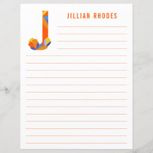 Abstract Floral Alphabet Lined Paper