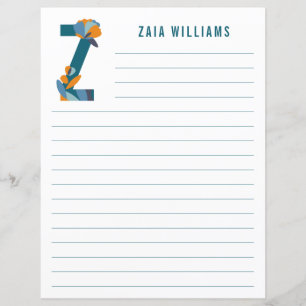 Abstract Floral Alphabet Lined Paper