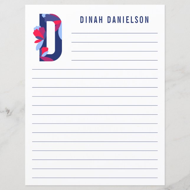 Abstract Floral Alphabet Lined Paper (Front)