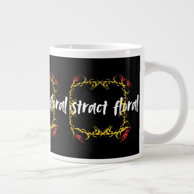 Abstract Floral Art Design | Modern Flower  Large Coffee Mug (Right)