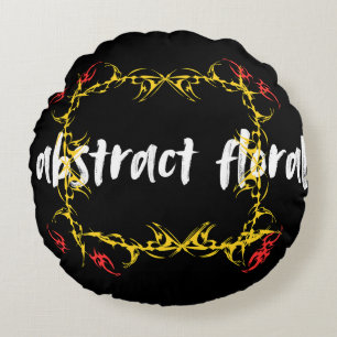 Abstract Floral Art Design Modern Flower Round Cushion
