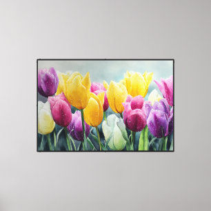 Abstract Floral Art in Bold Teal Canvas Print