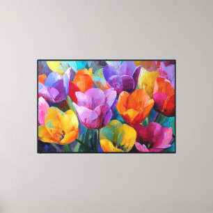 Abstract Floral Art in Fiery Hues Canvas Print