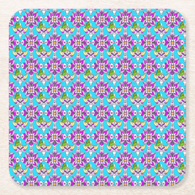 Abstract Floral Art Nouveau Coasters (Front)