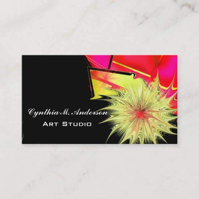 Abstract Floral Art Studio Business Card (Front)